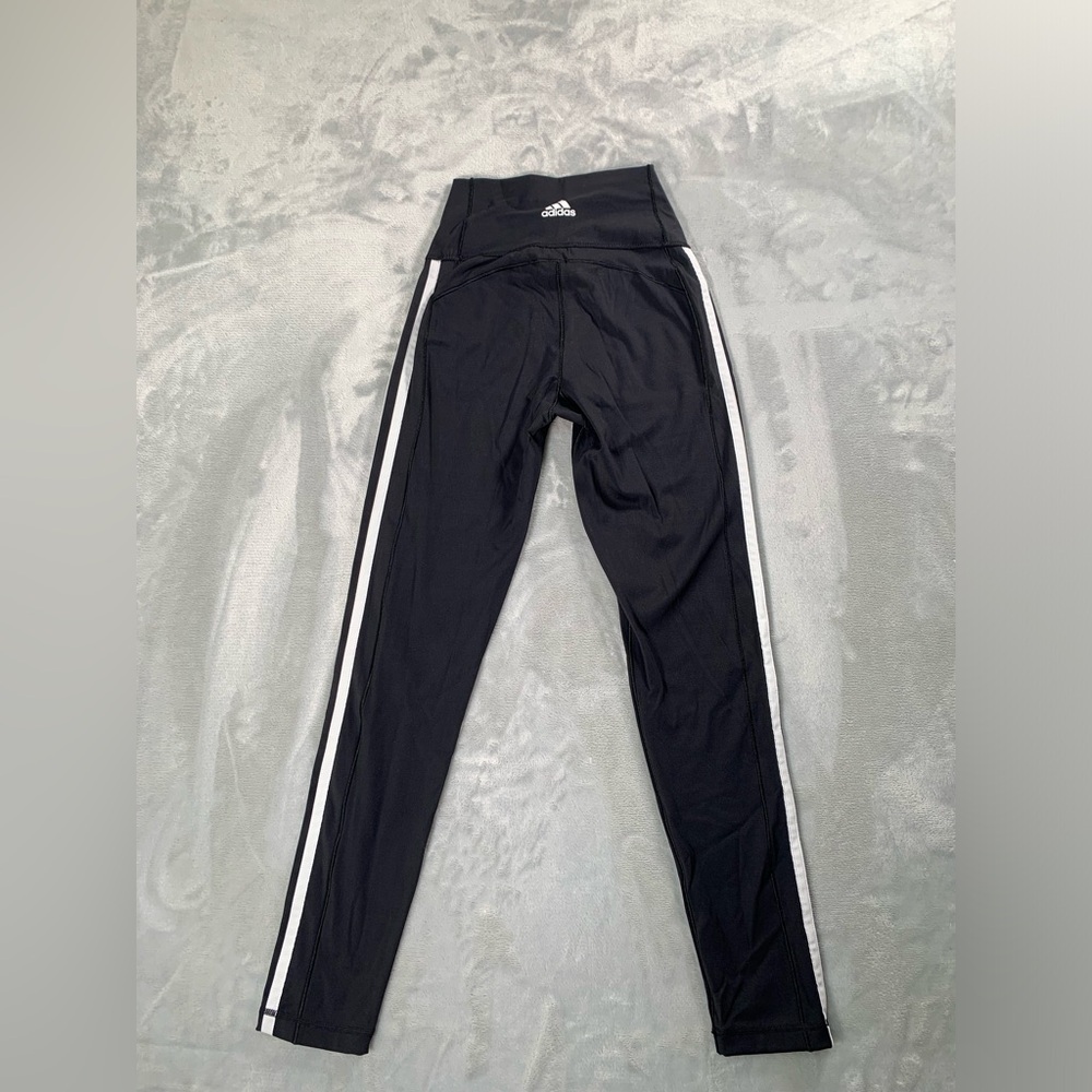 Adidas Black Leggings with White Stripes